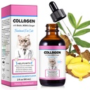 Collagène pour chats, gouttes liquides de collagène pour chats avec biotine, MSM & Ginger Digestive & Immunity Support, Démangeaison, Skin & Coat and Joint Health, Supplément Cat 60ml