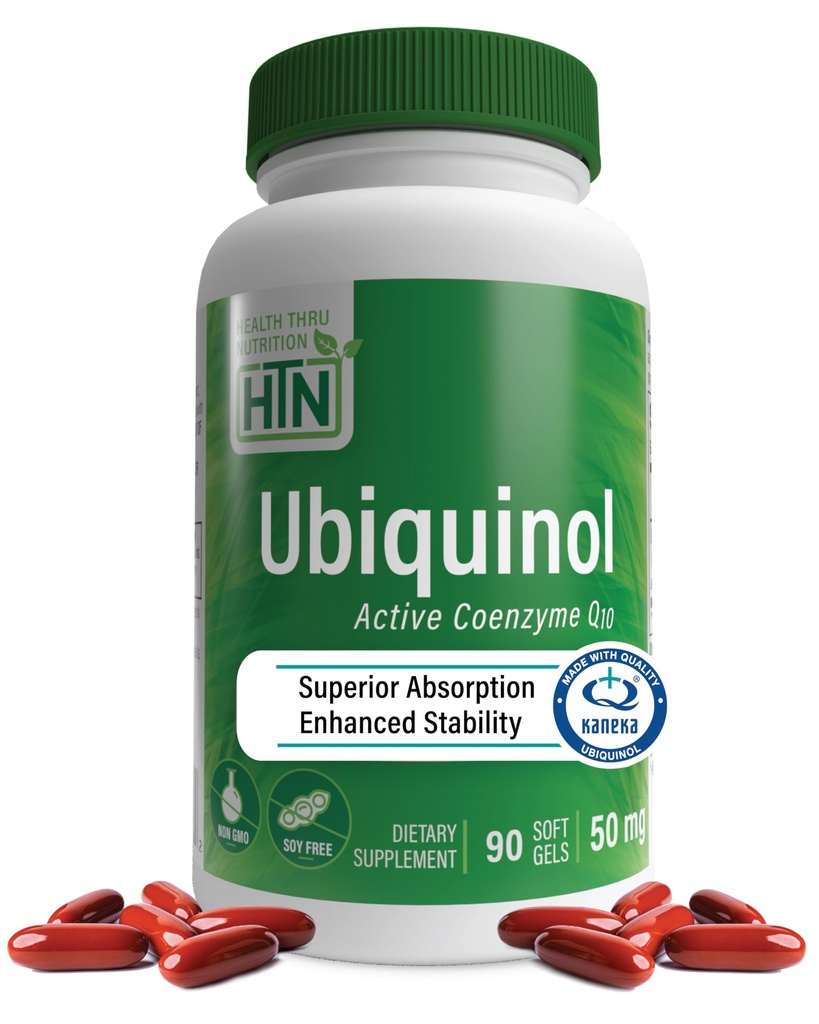 Gesundheit Thru Nutrition Ubiquinol 50mg 90 Softgels als Kaneka QH reduziert CoQ-10 | Stabilisiert - 3. Partei getestet | Enhanced Bioverfügbarkeit | Cardiovascular & Mitochondria Function Support | Non-GMO