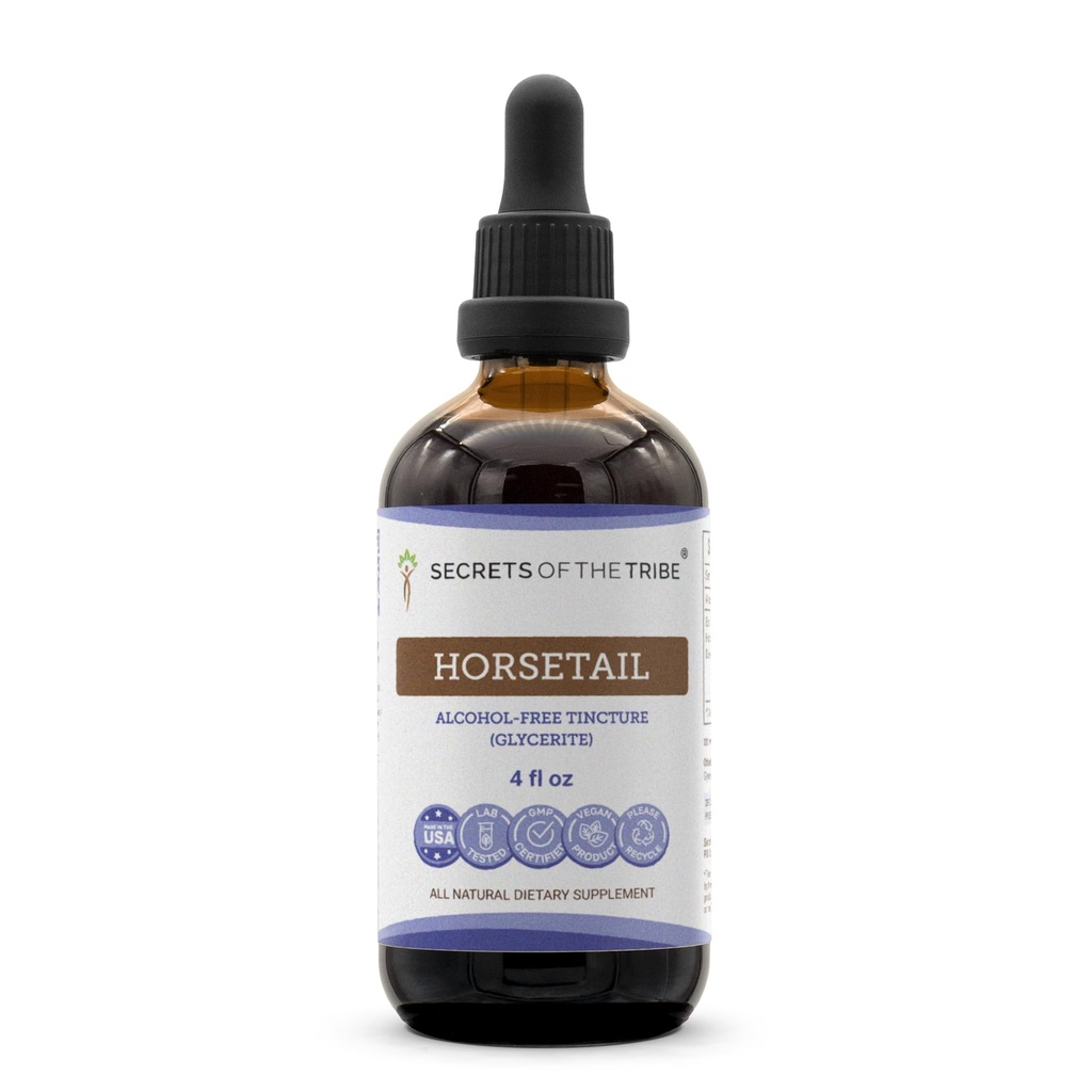Secrets of the Tribe Horsetail Tincture Alcohol-Free Extract, Horsetail (Equisetum arvense) Dried Herb 4 OZ