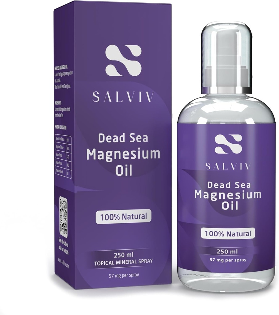 Spray naturel de magnésium de la mer Morte 8,45 fl oz - Supplément minéral pur de Jordanie aux procédés modérés, réduire le malaise et promouvoir le bien-être