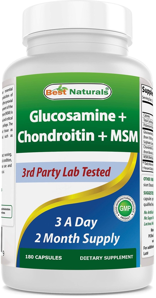 Best Naturals Glucosamin Chondroitin und MSM (Non-GMO) - fördert die Gesundheit der Gelenke - 180 Count