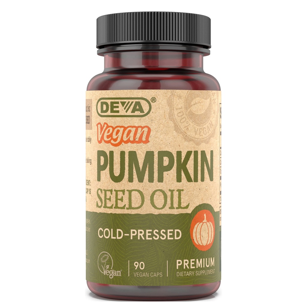 DEVA Nutrition Vegan Kürbis Seed Oil 500 mg, Kalt-Pressed & Unrefined - 90 Kapseln, 1-Pack