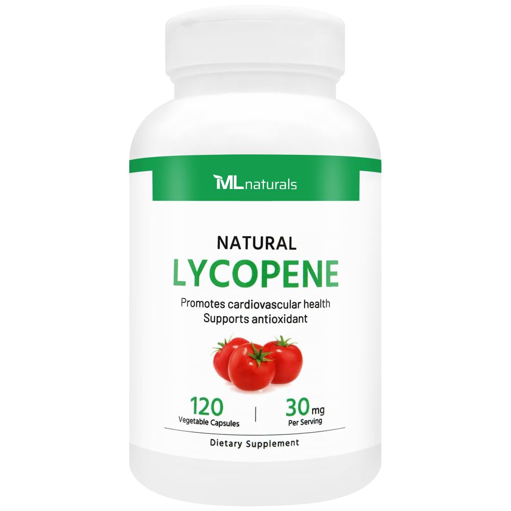 ML Naturals Natural Lycopen 30 mg 120 pflanzliche Kapseln. Antioxidans & Immununterstützung, Herz-Kreislauf-Gesundheit & Prostata-Gesundheit, NSF-zertifiziert & cGMP-konform, Third-Party-Labor getestet