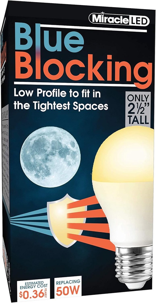 Miracle LED 3W blu blocco caldo giallo Tight-Spaces sonno Bulb Rimozione fino a 50W per Replicare Setting Sun e Produrre Melatonin Organically, Amber Glow, 609013