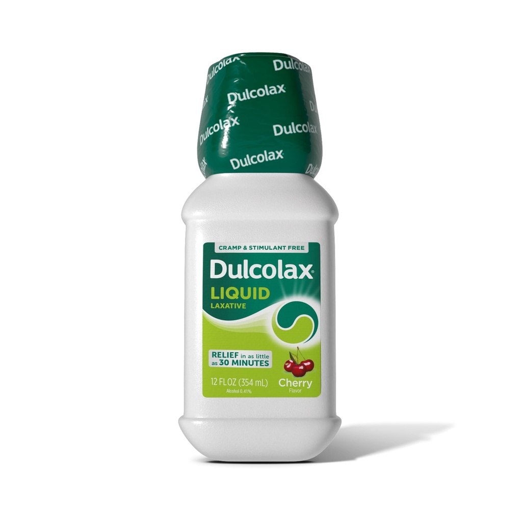 Dulcolax Saline Liquido Lassativo, Rilievo di Costipazione Veloce e Gentle, Lassativi naturali, Sgabello Softens, Aroma di Ciliegia, Magnesio Idrossido 1200 mg, 12 fl. oz.