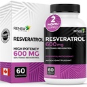Renew Actives Resveratrol Supplement 600mg pro Servierung - High-Potency Antioxidant Complex mit 50% Trans-Resveratrol – unterstützt Cellular Health & Longevity - Made in Canada – 60 Vegan Capsules