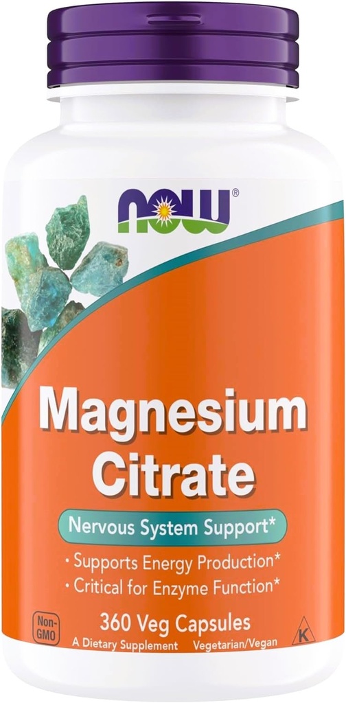 Jetzt Ergänzungen, Magnesium Citrat, Enzyme Funktion*, Nervous System Support*, Critical for Enzyme Function*, Glutenfrei, Vegan, Kosher, Non-GMO 360 Vegetarische Kapseln