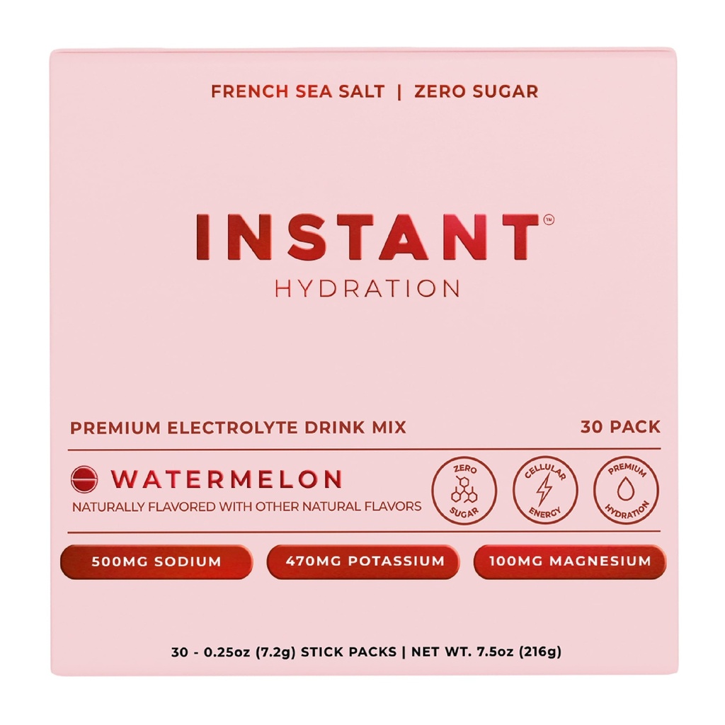 Instant Hydration Elektrolyte Pulver-Packets - Wassermelone Elektrolyt-Getränk-Mix - Zero Sugar - Keto, Vegan, Glutenfrei, Non-GMO - Boost Erholung, Gehirngesundheit, Muskel- & Tissue-Unterstützung- 30 Sticks