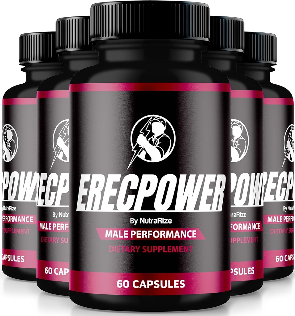 (5 Pack) ErecPower für Männer, offizielle ErecPower Pillen, natürliche männliche Ergänzung zu Kraftstoffenergie und Unterstützung Gesamtgesundheit, Erec Power for Performance, Review (300 Kapseln)