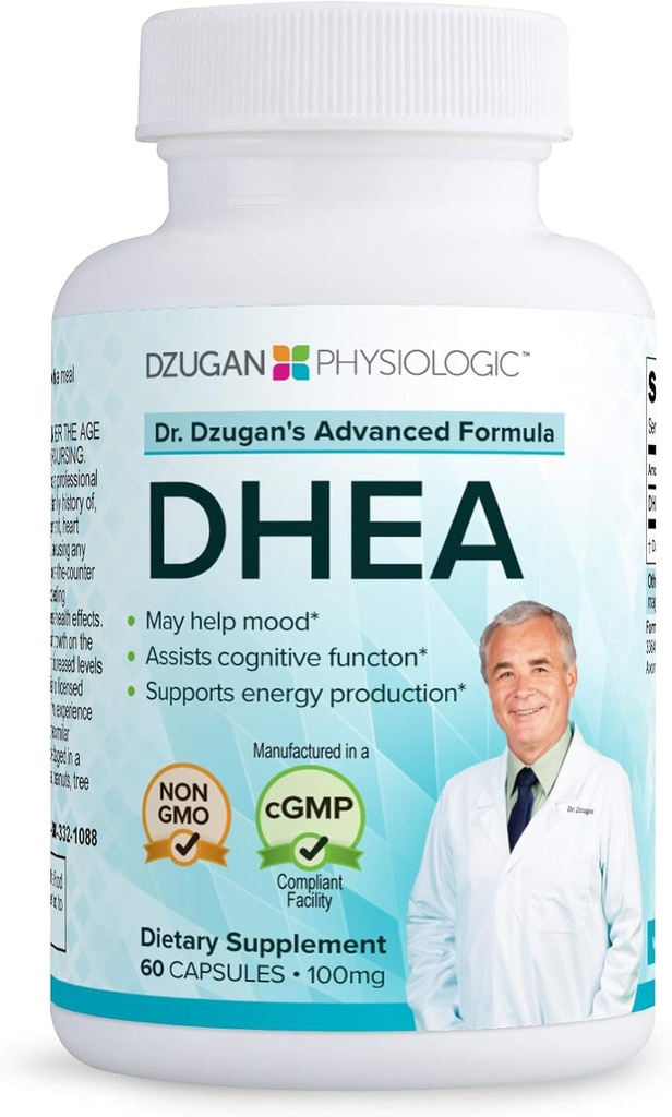 Dr. Dzugan's Advanced DHEA Formula : Non GMO, GMP Zertifiziert! : 100mg 60 Caps :: Energie, Stimmung, Kognitive Funktion