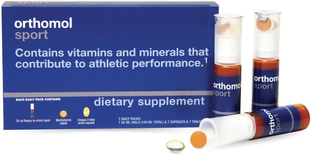 Ortomolo Sport, alimentazione di 7 giorni, supplemento di nutrizione sportiva Premium con vitamine A, B, C, D, E, Zinco, Iodio, Coenzima Q10, L-Carnitina, Omega-3 e minerali essenziali per prestazioni ottimali