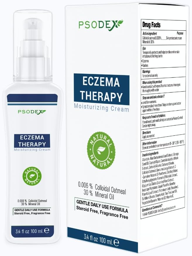 Crema di Eczema di PSODEX – Cura della pelle di Eczema idratante con Aloe Vera, Vitamine, Olio di Tea Tree – Lozione di Eczema organico e naturale – Crema di Eczema non irritante e rilassante