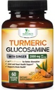 Kurkuma Ergänzung 2000mg - 95% Curcuminoide mit Glucosamin, Ginger & MSM, BioPerine Black Pepper für beste Absorption, Nature's Vegan Joint Support, Non-GMO, Bottled in USA - 60 Kapseln