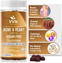 Végétalienne Calcium Gummies K2 Supplément de vitamine avec MK-7 et vitamine D3, Magnésium et 13 minéraux traces, support de la densité osseuse.