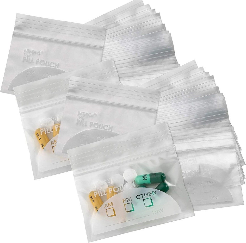 Pill Pouch Bags - (Pack von 150) 3" x 2.75" - BPA Free, Poly Bag Einweg Reißverschluss Pillen Baggies, Täglich AM Reisen Medizin Organizer Aufbewahrung Pouches, Best Clear Wiederverwendbar mit Aufschrift Etiketten