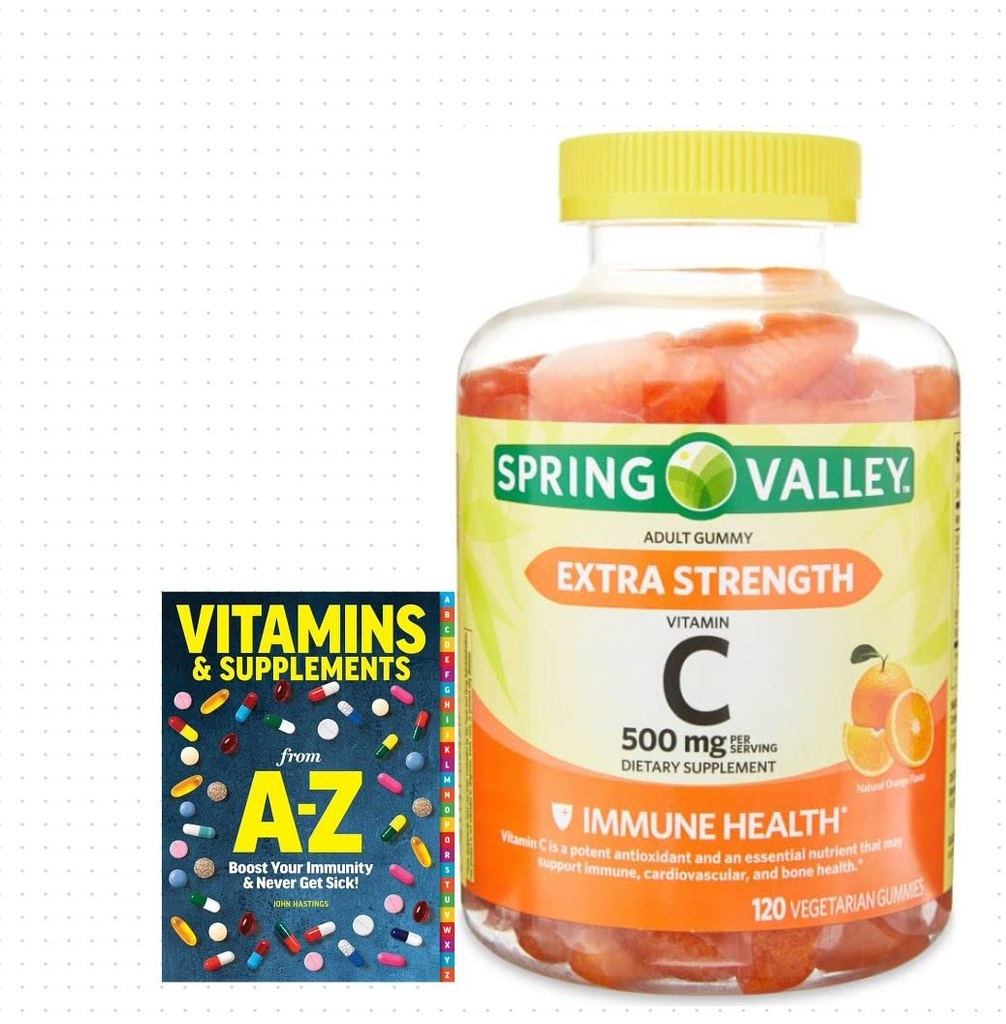 Vitamina C, 500 mg Gummie Vegetariane, 120 Conta + Guida Migliore Vitamine Supplementi Prenota Non Può Vendure separatamente
