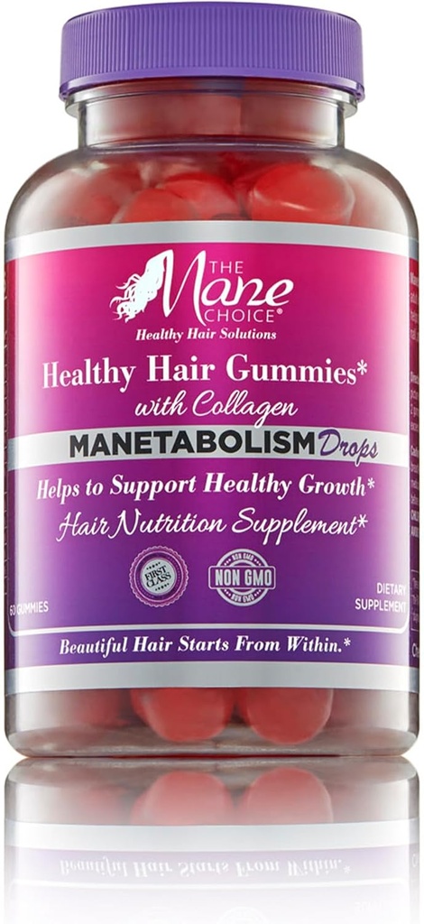 Die Mane Choice MANETABOLISM Tropfen Gesunde Haar Vitamine mit Collagen (60 Gummi) Haar Haut und Nägel Vitamine, Haarnahrung Ergänzungen für Frauen und Männer für längere, dünnere und gesündere Haare