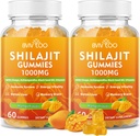 2 Packs Shilajit Gummies 1000mg Sugar Free - Shilajit Supplement für Herren & Frauen - High in 85+ Trace Minerals & Fulvic Acid - Energie, Gehirn, Immunität - 120 Gummis