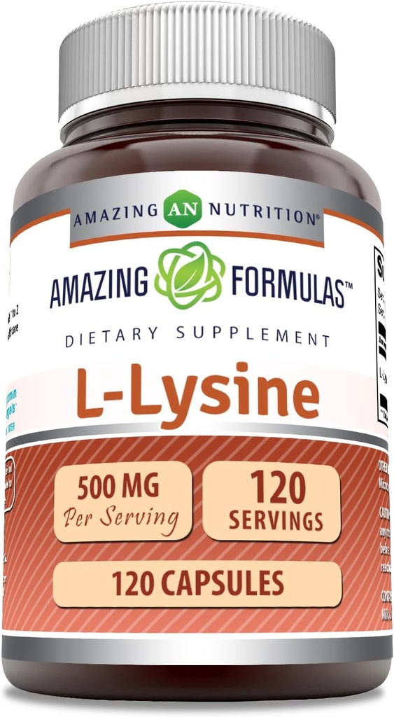 Incredibile formula L-Lysine 500 mg Capsule Aminoacido Supplemento | Non OGM | Gluten Free | Made in USA (120 Count)