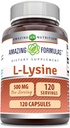 Erstaunliche Formeln L-Lysine 500 mg Kapseln Aminosäure Ergänzung | Non-GMO | Gluten Free | Made in USA (120 Count)