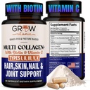 faire pousser la vitamine Multi Collagène Capsules - Types I, II, III, V & X. Mélange hydrolysé avec Biotine & Vitamine C pour cheveux, peau, ongles 90 Capsules