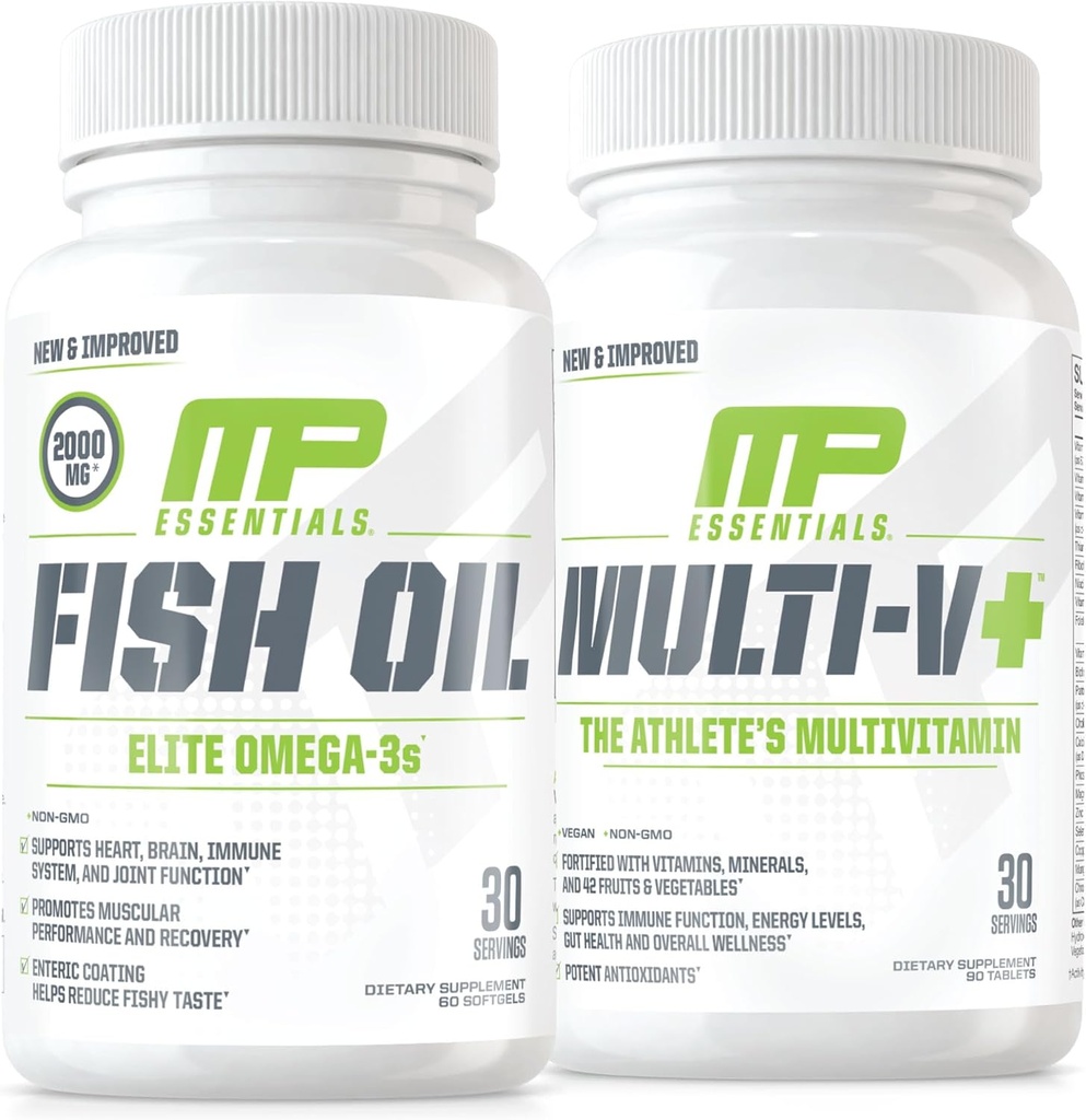 Muscolo Pharm Essentials Multi-V+ & MusclePharm Essentials Fish Oil Elite 3 Supplemento