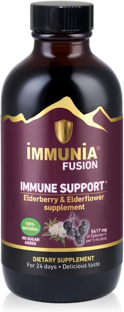 Immunia Fusion - Migliora il tuo supporto immunitario. Una potente formula fatta con gli anziani, i fiori di sambuco e i frutti blu ricchi di polifenoli. Una formula antiossidante concentrata. (1-Pack)