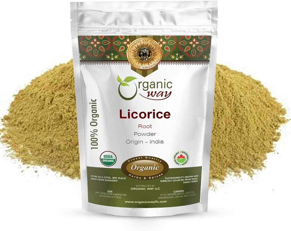 Polvere di radice di liquirizia di modo organico (Glycyrrhiza glabra) - Herbal Tea | Kosher & USDA Certified | Vegan, Non-GMO & Gluten Free | Tested for Heavy Metal and Purity | 100% Raw from India (1/4LBS / 4Oz)