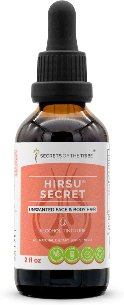 Segreti della Tribù - Segreto di Hirsu, Integratore di erbe Miscela di Alcohol Liquid Extract, Volto indesiderato e Corpo Capelli (2 fl oz)