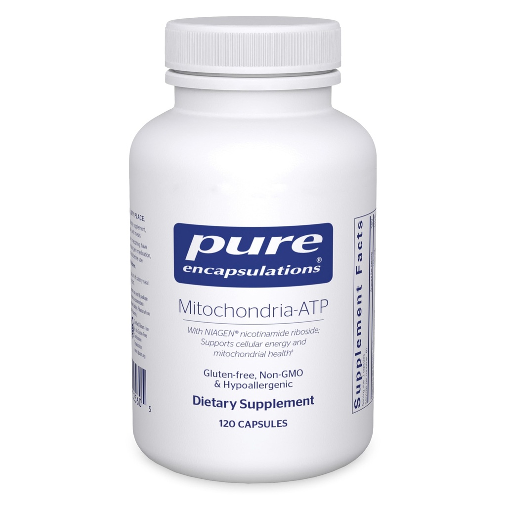 Encapsulations pures Mitochondria-ATP - Support Mitochondrial - ATP Aide à la production* - avec vitamine C, vitamine E et thiamine - Support antioxydant - 120 capsules