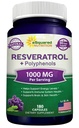 aSquared Nutrition Natürliche Resveratrol mit Rotweinextrakt - 180 Kapseln - Trans Resveratrol Antioxidante Ergänzung Pillen für reine Herzgesundheit - Extra Strength Trans-Resveratrol