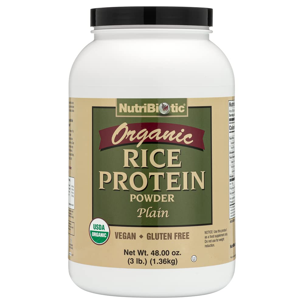 NutriBiotic Certified Organic Rice Protein Plain, 3 Pfund | Low Carbohydrate Vegan Protein Pulver | Raw, Certified Kosher & Keto Friendly | Made without Chemicals, GMOs & Gluten | Easy to Digest