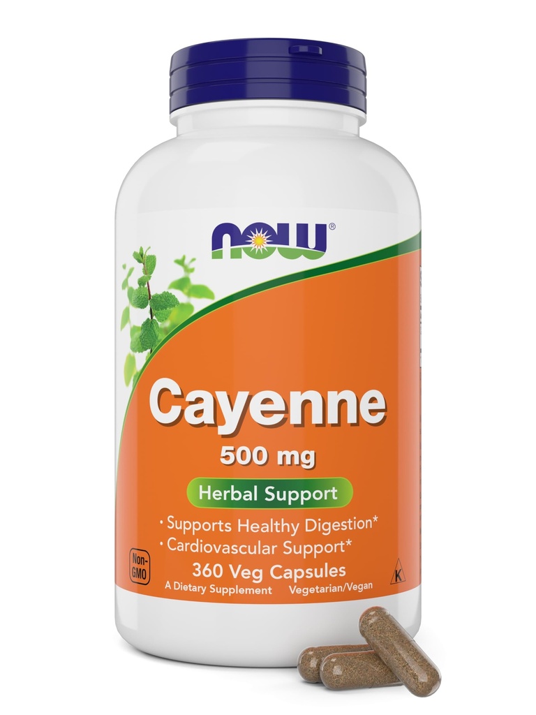 Jetzt Cayenne (Capsicum annuum) 500 mg, 360 Veg Kapseln