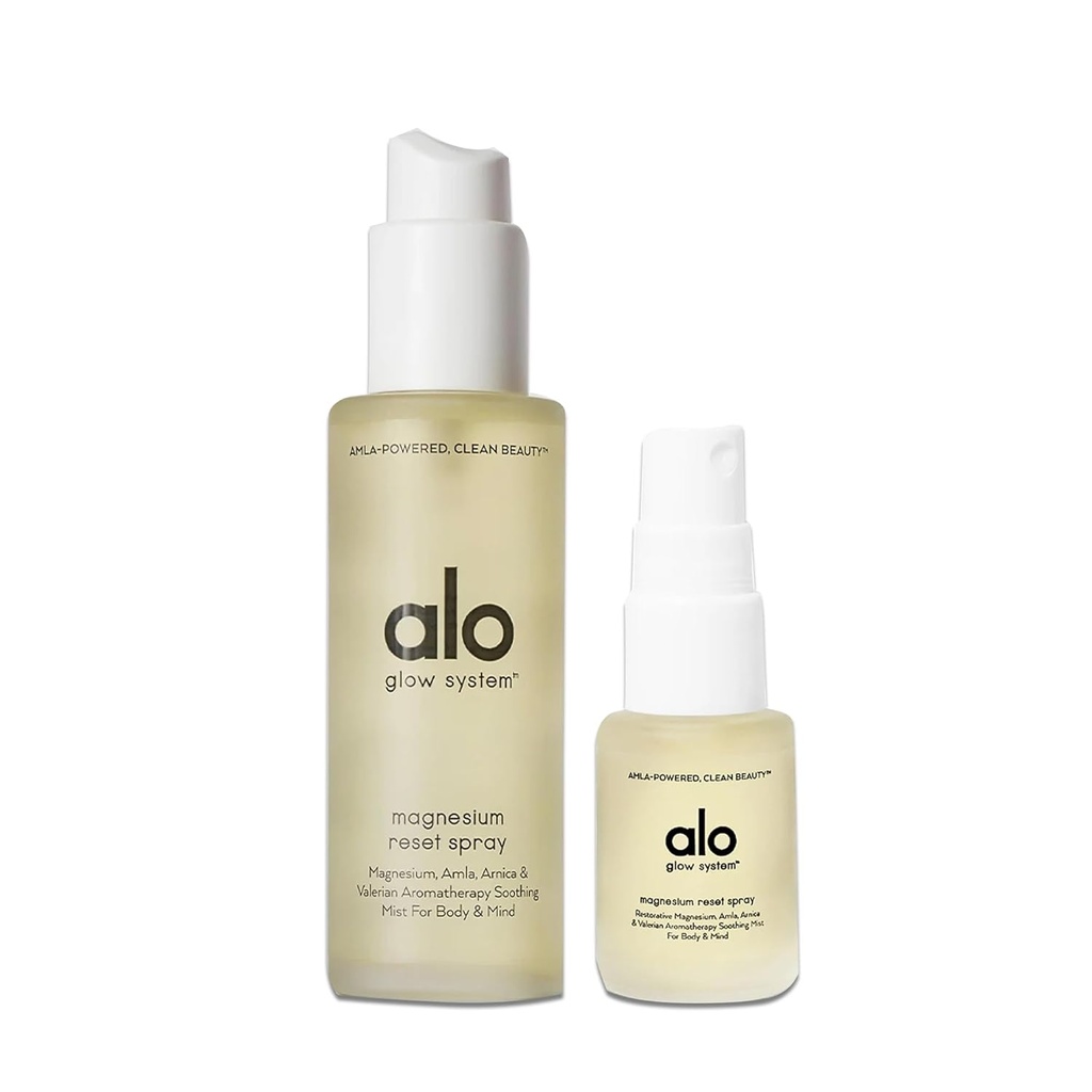 Alo Magnesium Reset Body Spray + Mini | Per Sleep & Natural Stress Relief – Relax Blend with Magnesium, Valerian Root, Arnica & Essential Oils | Made in USA - 3.2 oz + 0.7 oz
