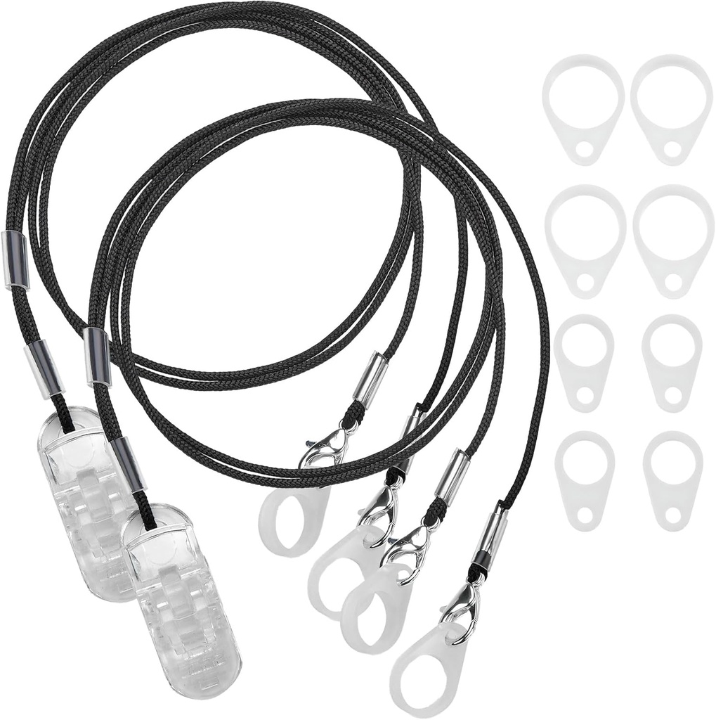 MEDca Hörgerät Clips - Schutzhalter mit Anti Lost Lanyard Cord - Rope mit Schleifen und Clip und Sicherheitsclip Ideal für Hinter den Ohr Hörgeräten und persönlichen Klangverstärker, (Pack von 2)