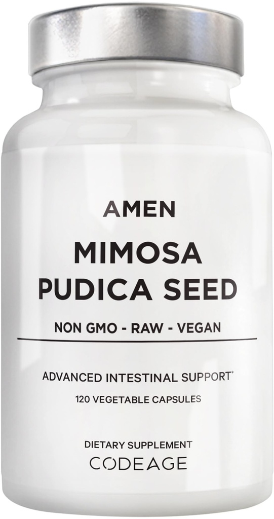Amen Organic Mimosa Pudica Seeds Capsules, 2 Monate Supply, Vegan Mimosa Pudica Seed Plant Supplement - Mimosine Sensitive Plant Pills - Fat Soluble Dietary Supplement - Non-GMO & Vegan - 120 Kapseln