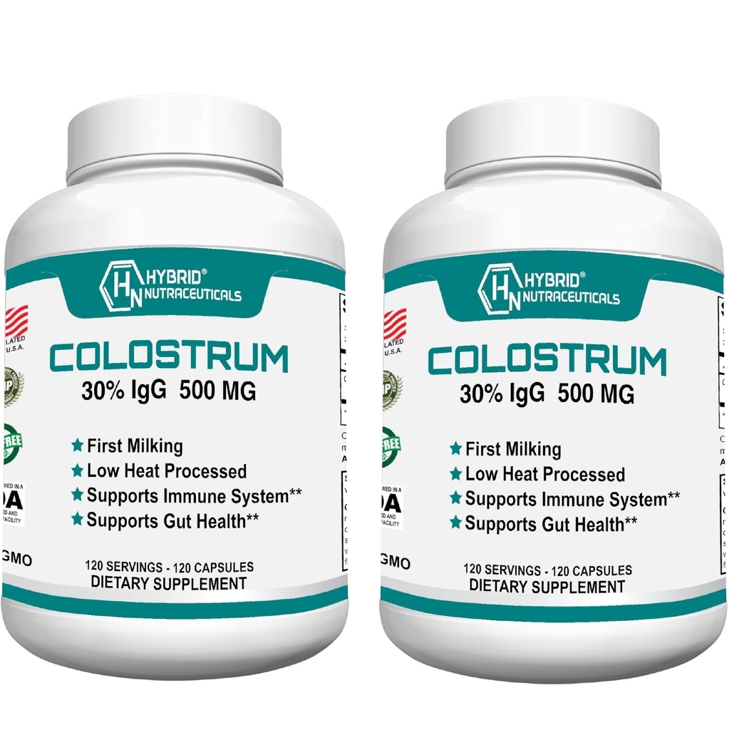 Ibrido Nutraceuticals Bovine Colostrum Supplement - Muscle Building - Supporto Immune - Potente Digestione - Integratore Lactoferrin (240 Capsule Colostrum - 500mg - 30% IgG) (2)