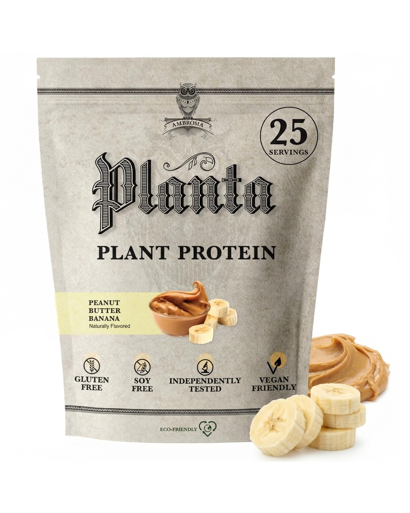 Ambrosia Planta - Protéines végétales de qualité supérieure (Bouteille de Peanut Banana)