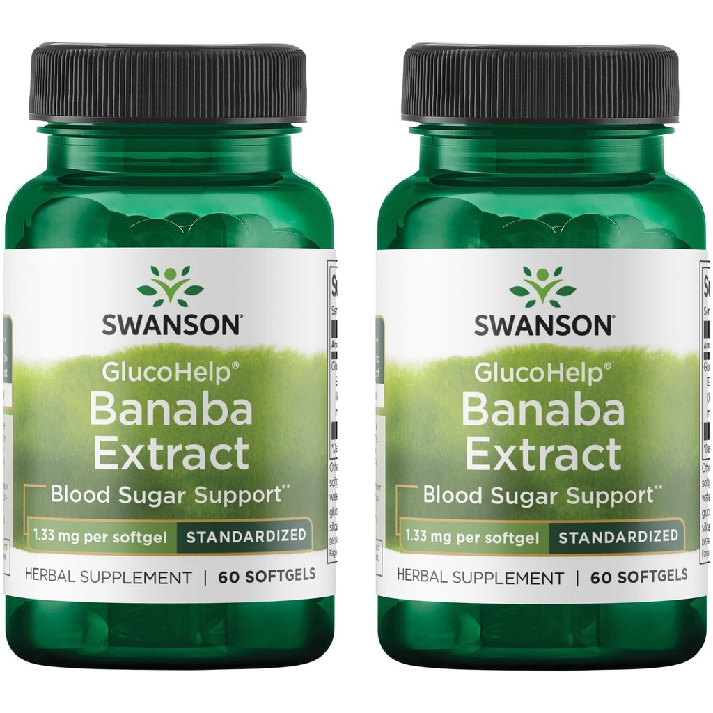 Swanson Glucohelp Banaba Extract - Standardisiert 1.33 mg 60 Sgels (2 Pack)
