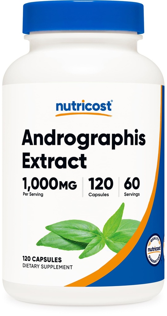 Nutricost Andrographis Extrait Capsules (1000mg) (120 Capsules) - Supplément végétarien santé et bien-être, 60 portions