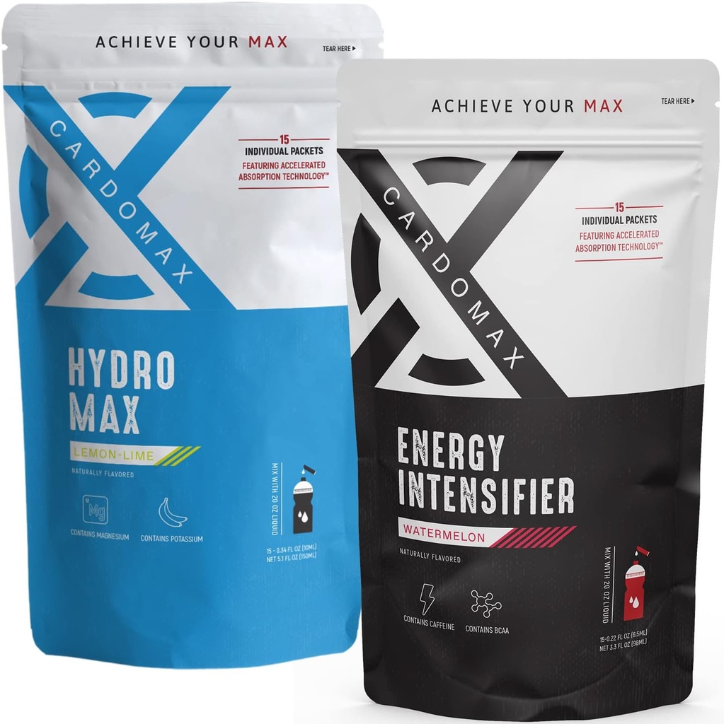 CARDOMAX - Intensificateur d'énergie (Watermelon) et HydroMax Hydratation liquide (Lémon Lime)
