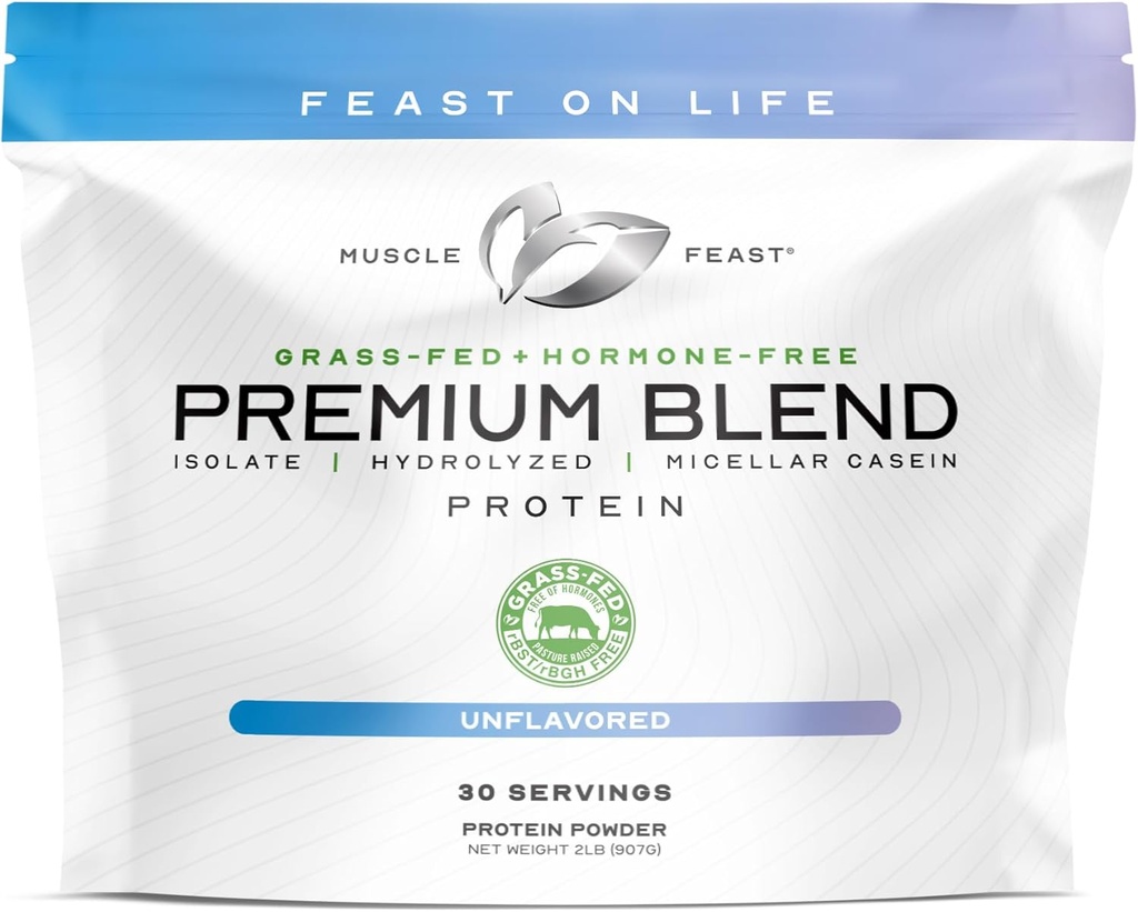 Muscle Feast Premium Blend Toutes les poudres de protéines de lactosérum naturel sans hormones, non aromatisées, 2lb