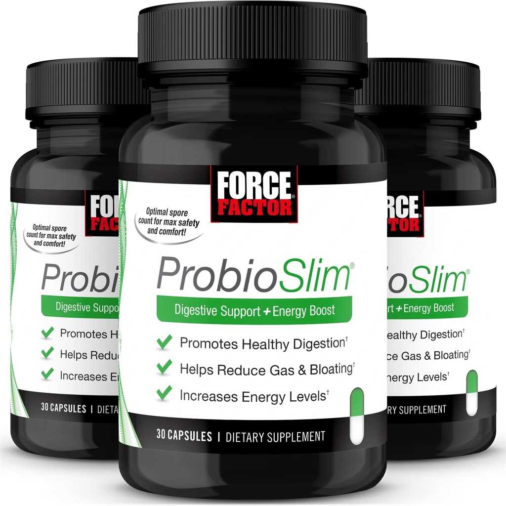 Fattore di Forza ProbioSlim, Supplemento probiotico per le donne e gli uomini con Probiotici e Estratto di tè verde, Ridurre Gas, Bloating, costipazione, Sostegno Salute Digestiva & Salute Gut, 30 Conteggio (Pacchetto di 3)