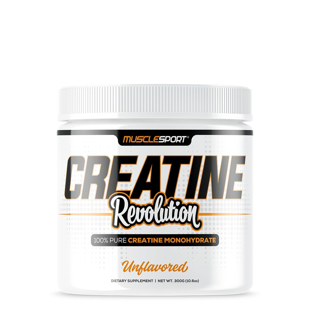 Musclesport Creatine Monohydrat Pulver - Micronized Creatine Monohydrate - Energie, Stärke & Ausdauer - 300g, Unflavored
