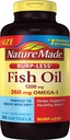 Huile de poisson de Burp-moins 1200 mg, 200 Softgels, huile de poisson Oméga 3 Supplément pour la santé cardiaque