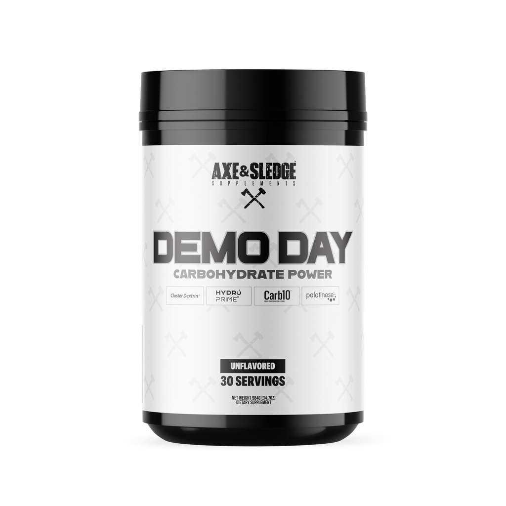 Axe & Schlitten ergänzt Demo Day Intra-Workout Kohlenhydrat-Pulver mit Cluster Dextrin, Carb10, Hydromax, & Palatinose, steigert Leistung und Pumpen, 30 Portionen (Unflavored)