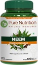 Pure Nutrition Neem Capsules 700mg. (Equivalente a 2600mg Neem Leaf Powder e Bark Powder) Non OGM | Una volta al giorno | 120 giorni di alimentazione.