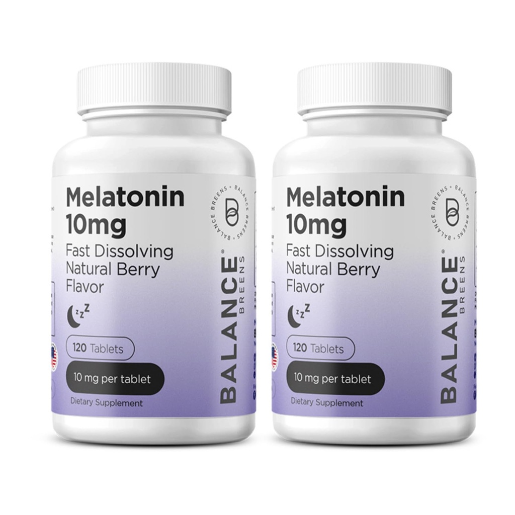 Balancebreens Melatonin 10mg Fast-Dissolve, 120 compresse – Sostegno naturale per le notti riposanti, Supporto per il relax e la tranquillità