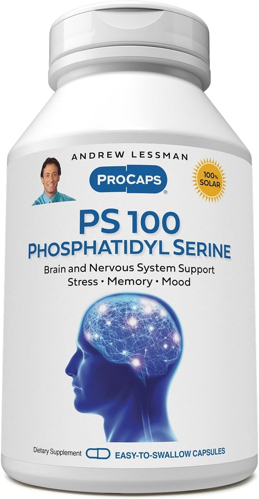 ANDREW LESSMAN PS 100 Phosphatidyl Serine - 240 Kapseln - Unterstützt Gehirn und Nervensystem, Speicher, kognitive Funktion. Wesentlich für Neurotransmitter Produktion und Release. Keine Zusatzstoffe