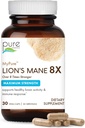 PURE ESSENCE LABS MyPure Lion's Mane 8X - Max Strength Brain Support mit 100% Fruchtkörper Bio Lion's Mane für ultimative kognitive Leistung, Fokus und Psychische Klarheit, 30 Kapseln